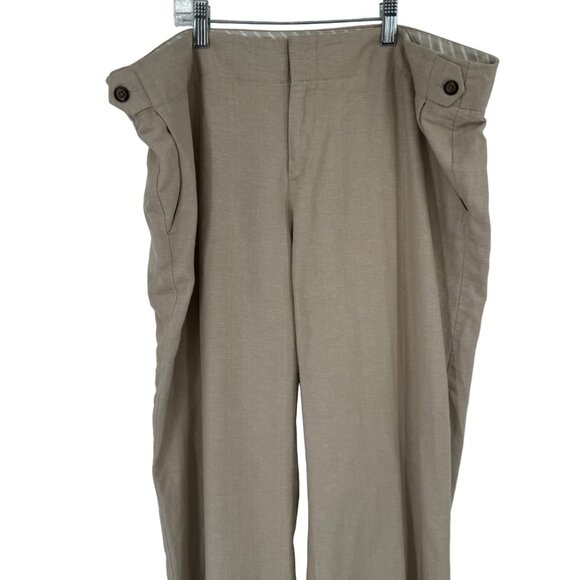 Gap women's wide leg Hip slung fit pants Linen beige, size 16 pockets - Picture 5 of 10